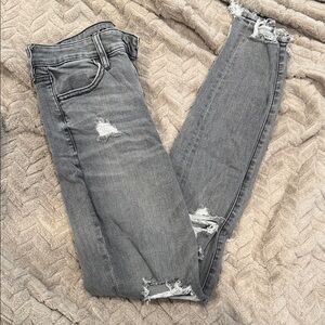 American Eagle Outfitters Grey Distressed Skinny Jeans